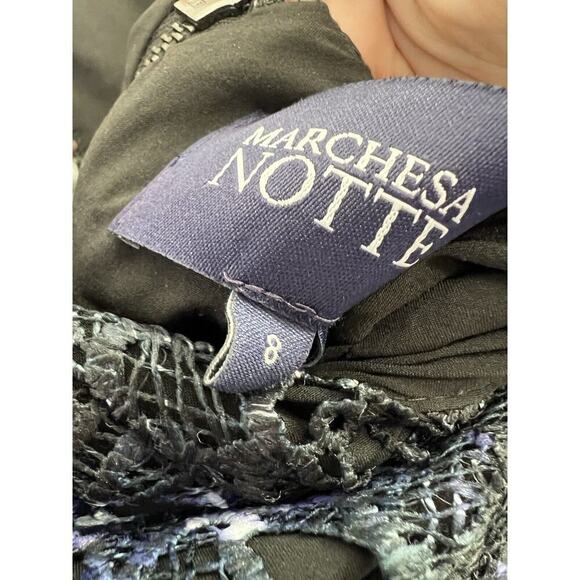 $495 Marchesa Notte Women's Black Floral Cutout Lace Overlay Shift Dress Size 8 - Picture 6 of 6